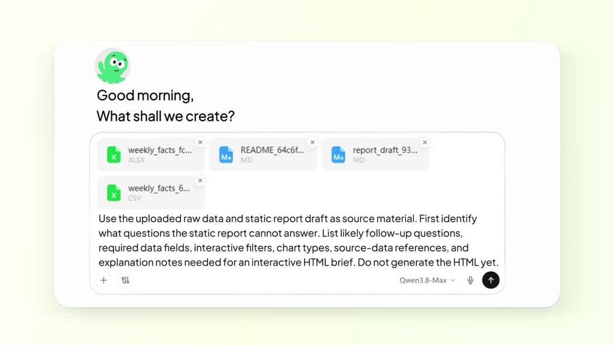QwenWork 互動報告怎麼用？從 AI 生成 HTML 到團隊可以接手的工作成果：官方素材
