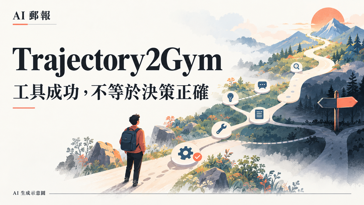 Trajectory2Gym：工具成功，不等於決策正確，AI 郵報 AI 生成概念封面