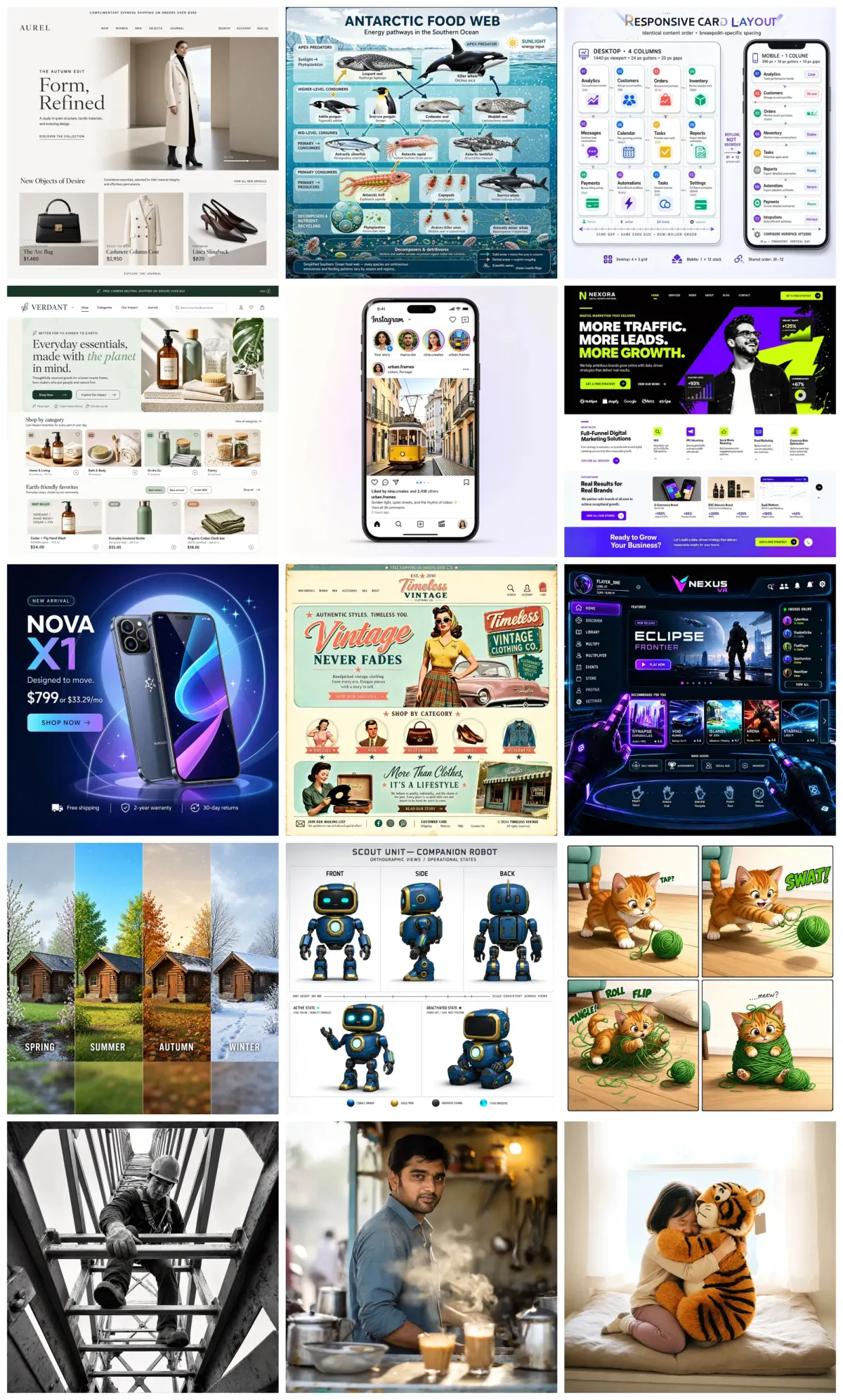 Ming-Image-0.1-Design 官方展示的 AI 生成介面範例。