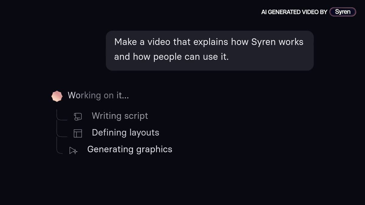 Synthesia 創辦人展示 Syren 影片生成流程的畫面