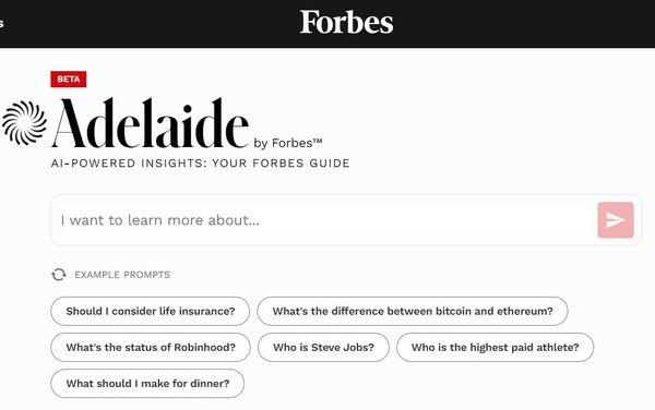 Forbes推出自家的AI搜尋引擎Adelaide
