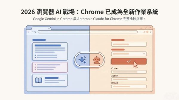 Gemini in Chrome vs Claude for Chrome：2026 年瀏覽器 AI 助理完整比較