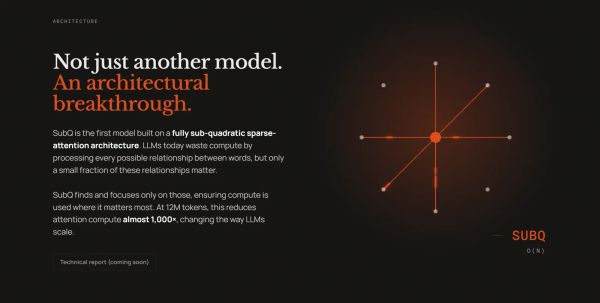 Subquadratic 發表 SubQ：1200 萬 Token 長上下文模型，挑戰 Transformer 成本瓶頸