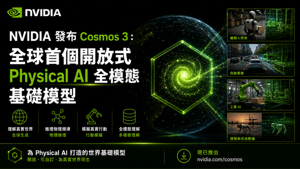 NVIDIA 發布 Cosmos 3：全球首個開放式 Physical AI 全模態基礎模型