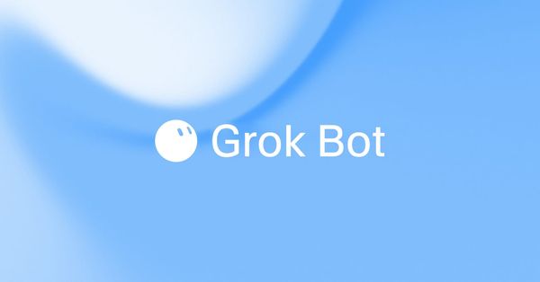 藍色背景中央顯示 Grok Bot 標誌的官方發布封面