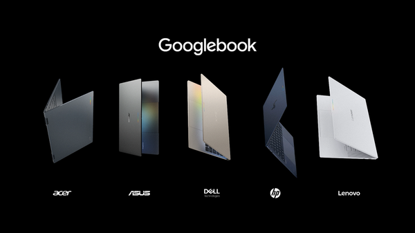 Googlebook 筆電與 Googlebook 彩色字樣的官方主視覺
