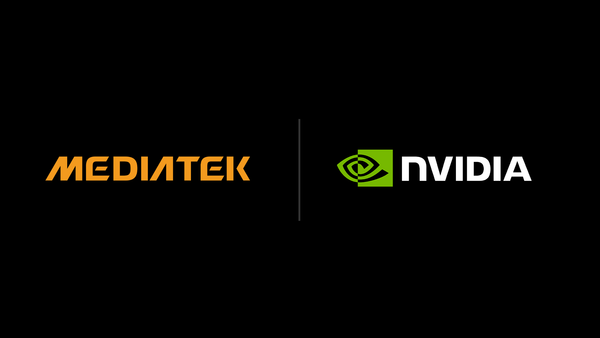MediaTek 與 NVIDIA 官方標誌並列，代表雙方擴大 AI 晶片合作