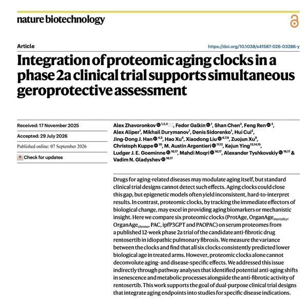 Insilico Medicine AI 原創新藥 Rentosertib 登上 Nature Biotechnology 官方發布圖