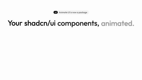 Animate UI 2.0 官方展示畫面，介紹動畫元件與 AI Skill