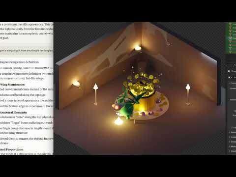 MCP for Blender 官方作者示範的低多邊形地牢與龍場景