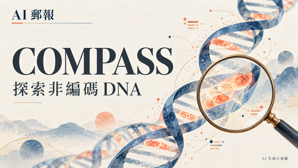 COMPASS 是什麼？Arc 用基因語言模型整理微生物非編碼 DNA，AI 找到的候選如何驗證，AI 郵報 AI 生成主題示意封面