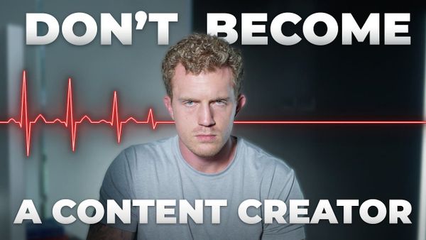 Dan Koe 在 YouTube 影片《The Death Of The Influencer》的官方縮圖：Don't become a content creator