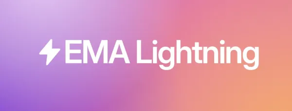 EMA Lightning 官方模型識別圖，紫紅漸層背景與白色文字