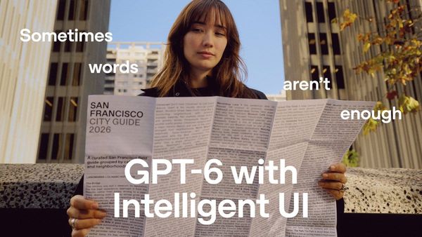 OpenAI 官方 GPT-6 Intelligent UI 發表影片中，女性閱讀城市指南的畫面