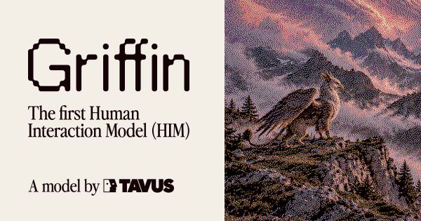 Tavus Griffin 官方研究封面，左側為模型名稱、右側為獅鷲插畫。