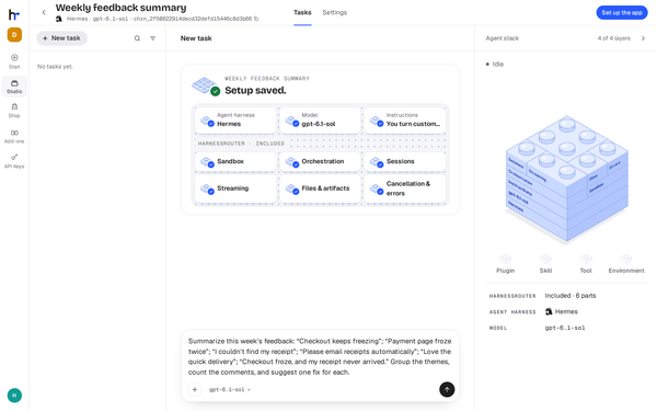 HarnessRouter 官方專案的代理設定與範例工作畫面