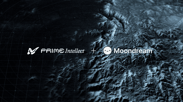 Moondream 加入 Prime Intellect 的官方收購公告主視覺。