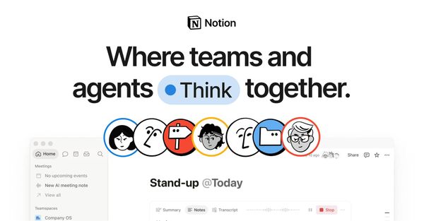 Notion 官方團隊與代理協作示意，非七則案例作者的私人工作區。
