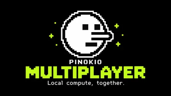 Pinokio 多人模式官方封面，標示 Multiplayer 與 Local compute together