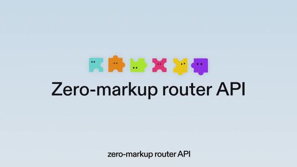 Sume API 官方發布影片的 Zero-markup router API 標題與彩色拼圖標誌