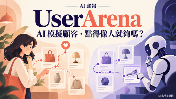 UserArena 比較真人與 AI 模擬顧客購物路徑的 AI 生成示意圖
