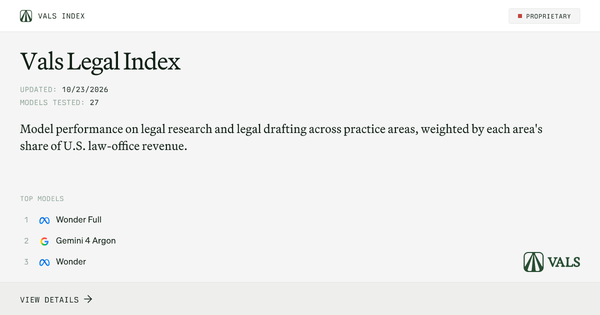 Vals Legal Index 官方法律 AI 指數介紹卡片