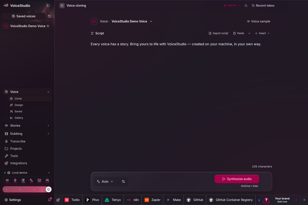 VoiceStudio 官方 Electron 聲音複製工作空間