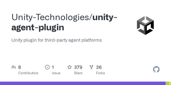 Unity 官方 unity-agent-plugin 程式庫的分享圖。