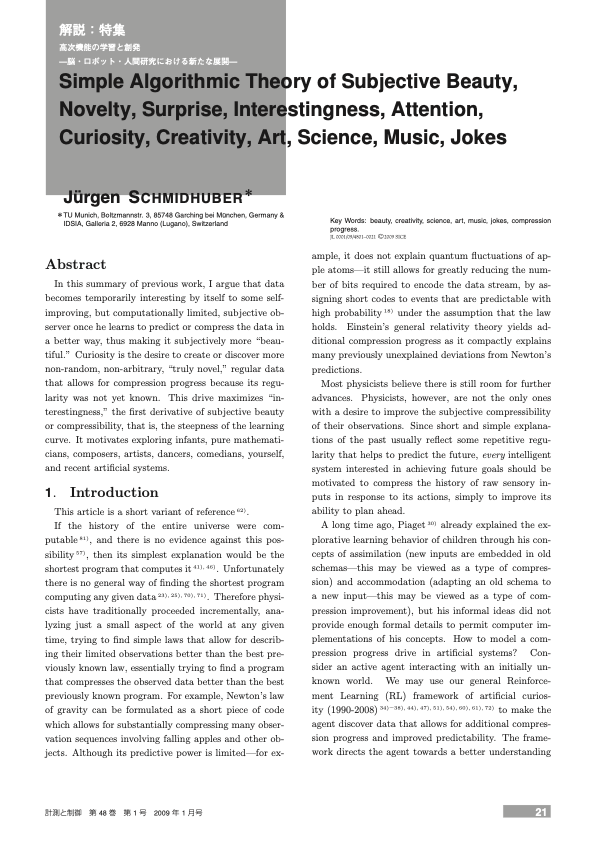 Schmidhuber 2009 年原始論文首頁，依期刊 PDF 轉為閱讀預覽。