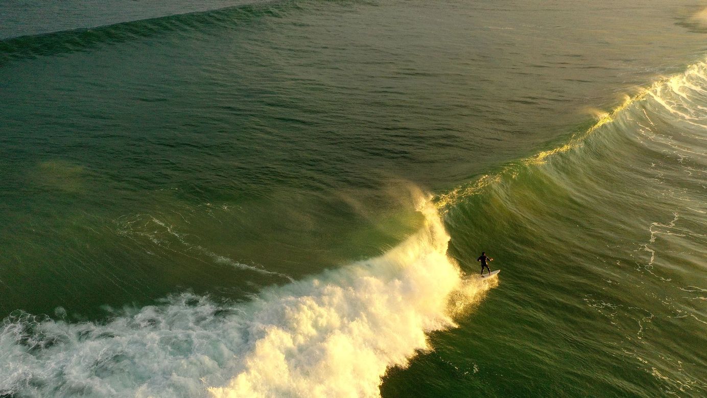aerial view of a surfer in Spa
