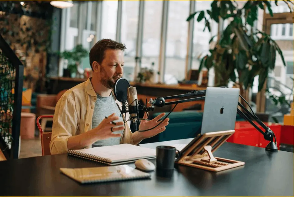 Matt Matheson on a zoom call doing speaking coaching