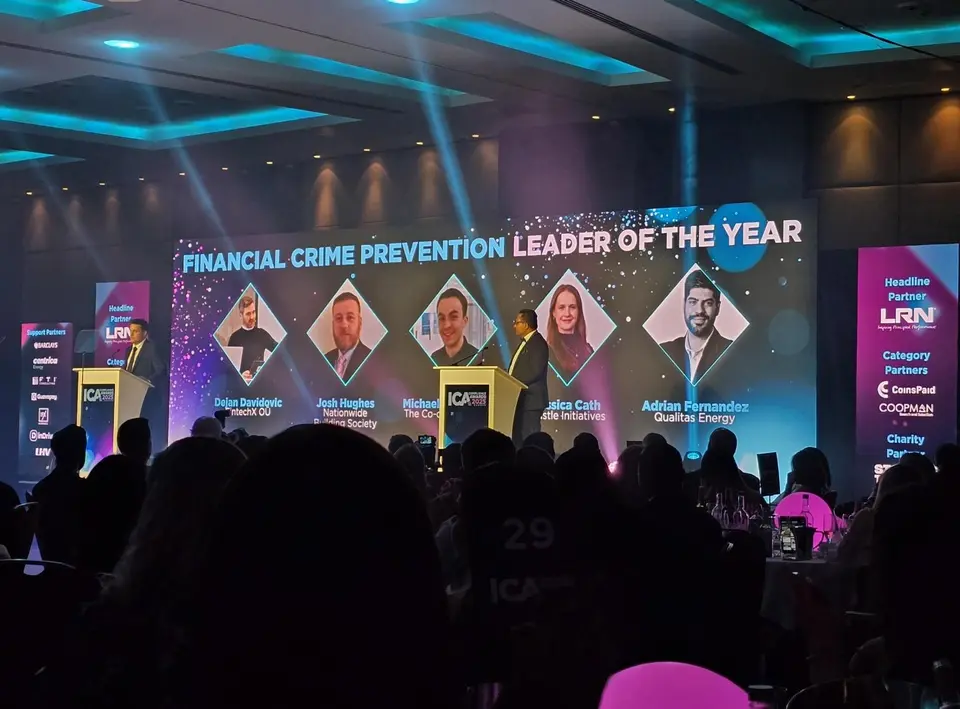 Jessica Cath, managing partner at thistle initiatives, being nominated an ward for financial crime preventer of the year.