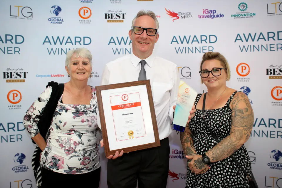 Philip Kinsella, Extra Terrestrial Researcher and Author, with his award for clairvoyant of the year. Philip Kinsella, Extra Terrestrial Researcher and Author, with his award for clairvoyant of the year.