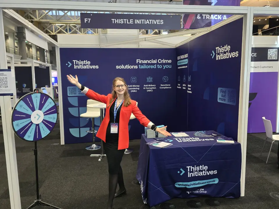 Jessica Cath, financial crime expert, at a thistle initiatives pop-up.