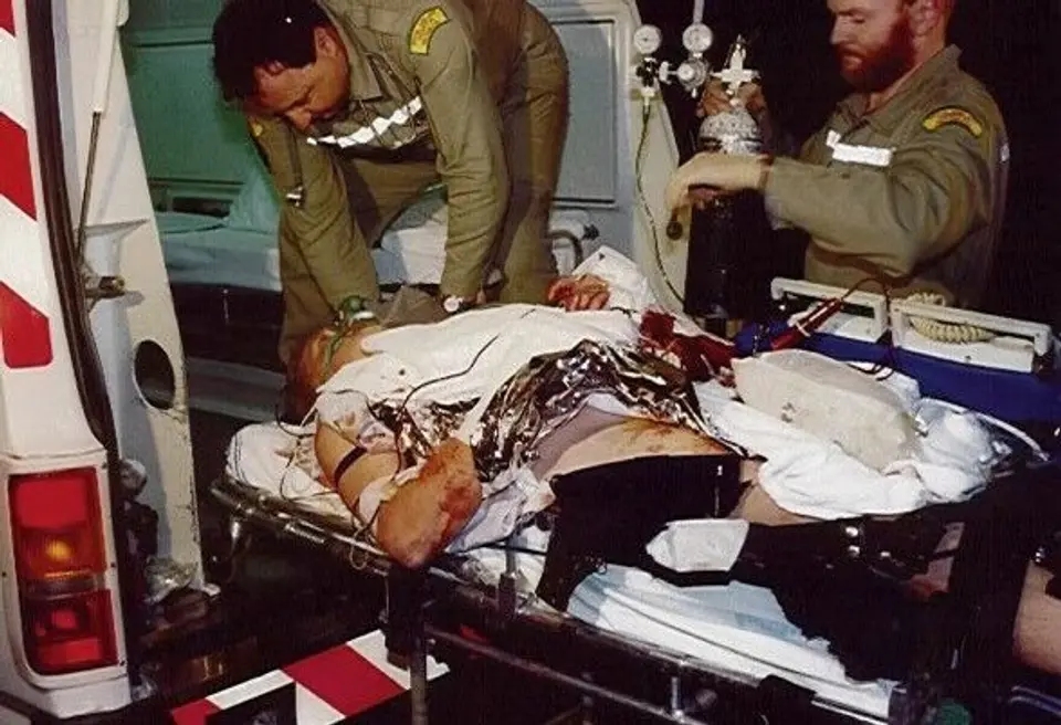 Derrick Mcmanus, public speaker and police veteran, after receiving 14 bullet wounds from a shootout.