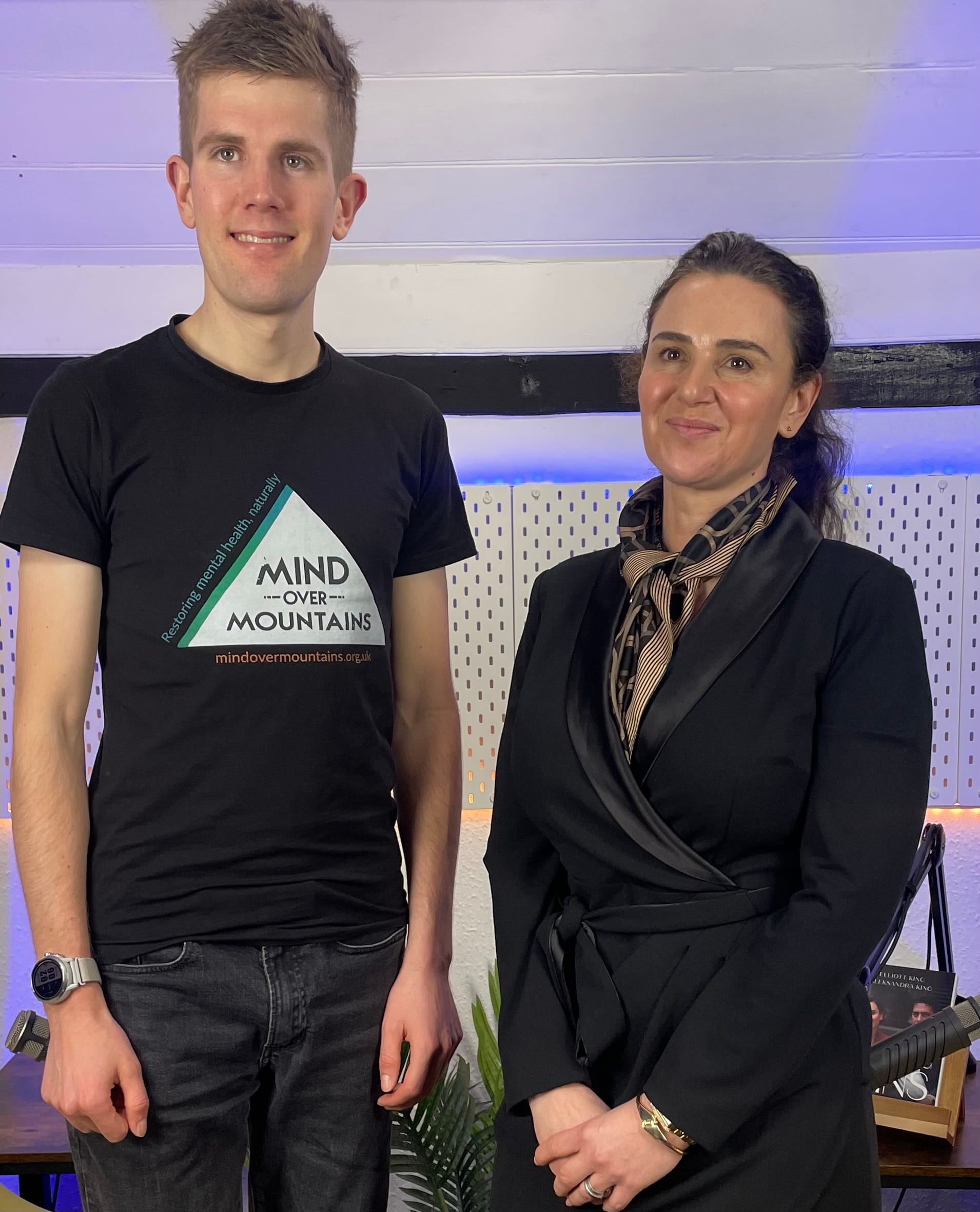 Alex Staniforth and host Aleksandra King in conversation on The BEYOND Podcast set