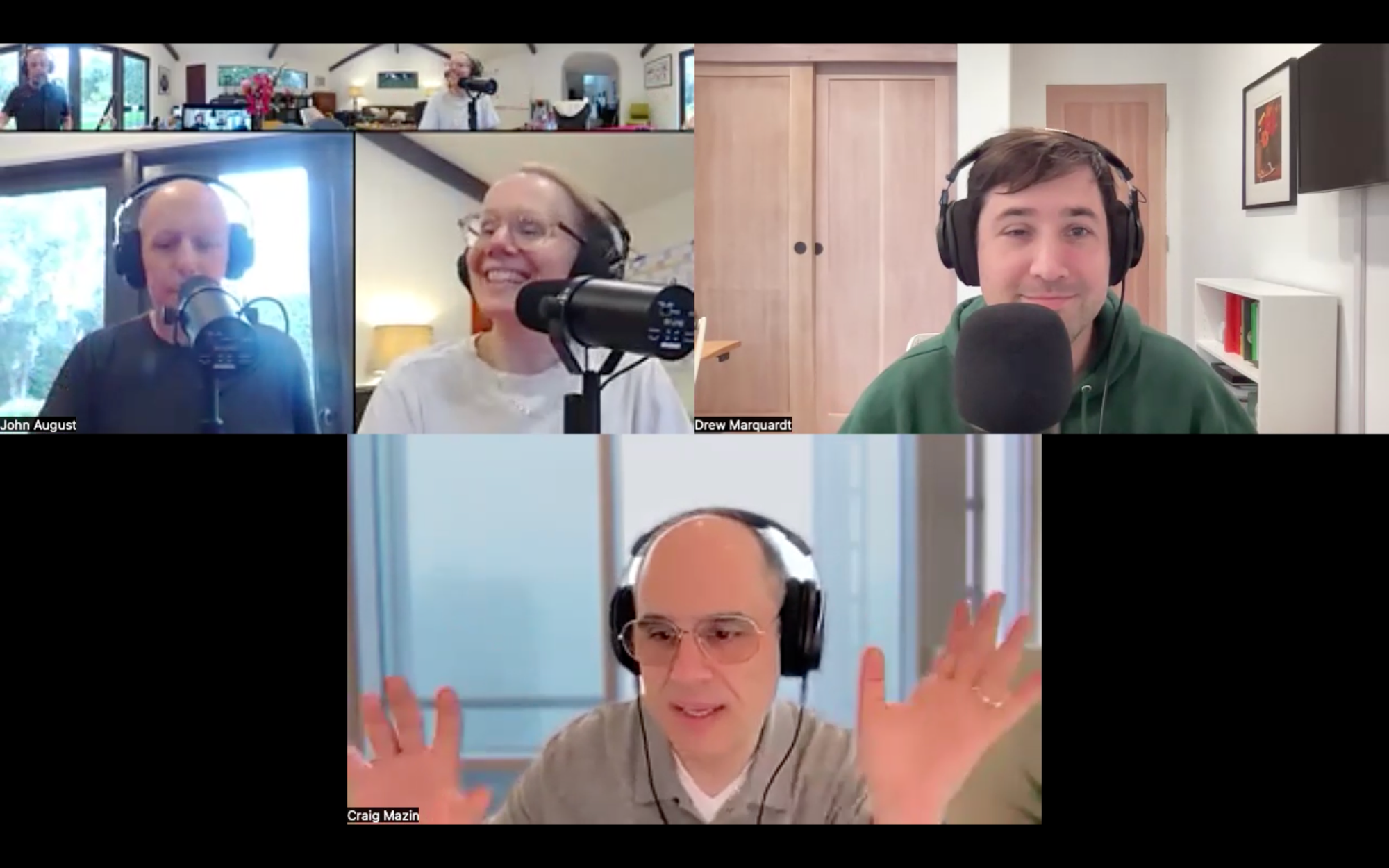 An image capture from a Zoom call with John, Craig, Drew and Dana Fox