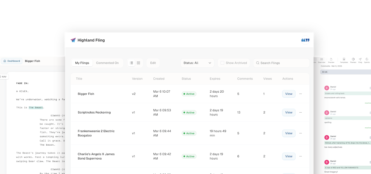 Images showing off Highland Fling, the latest document sharing feature from Highland Pro.