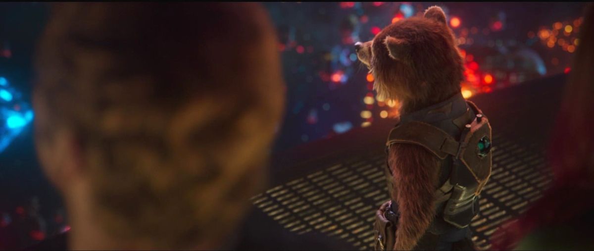 Guardians of the Galaxy Vol. 2 - Rocket feels a feeling watching Yondu's funeral fireworks.