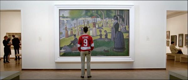 Cameron in Ferris Bueller's Day Off stares at the painting A Sunday on La Grande Jatte by George Seurat.