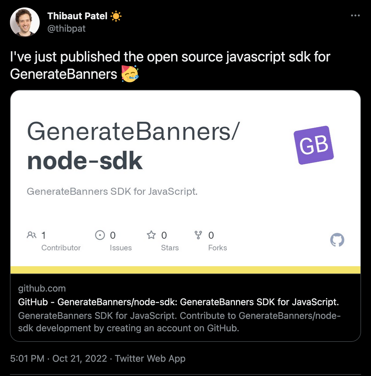 A tweet with a a link to explain what is an Open Graph image.