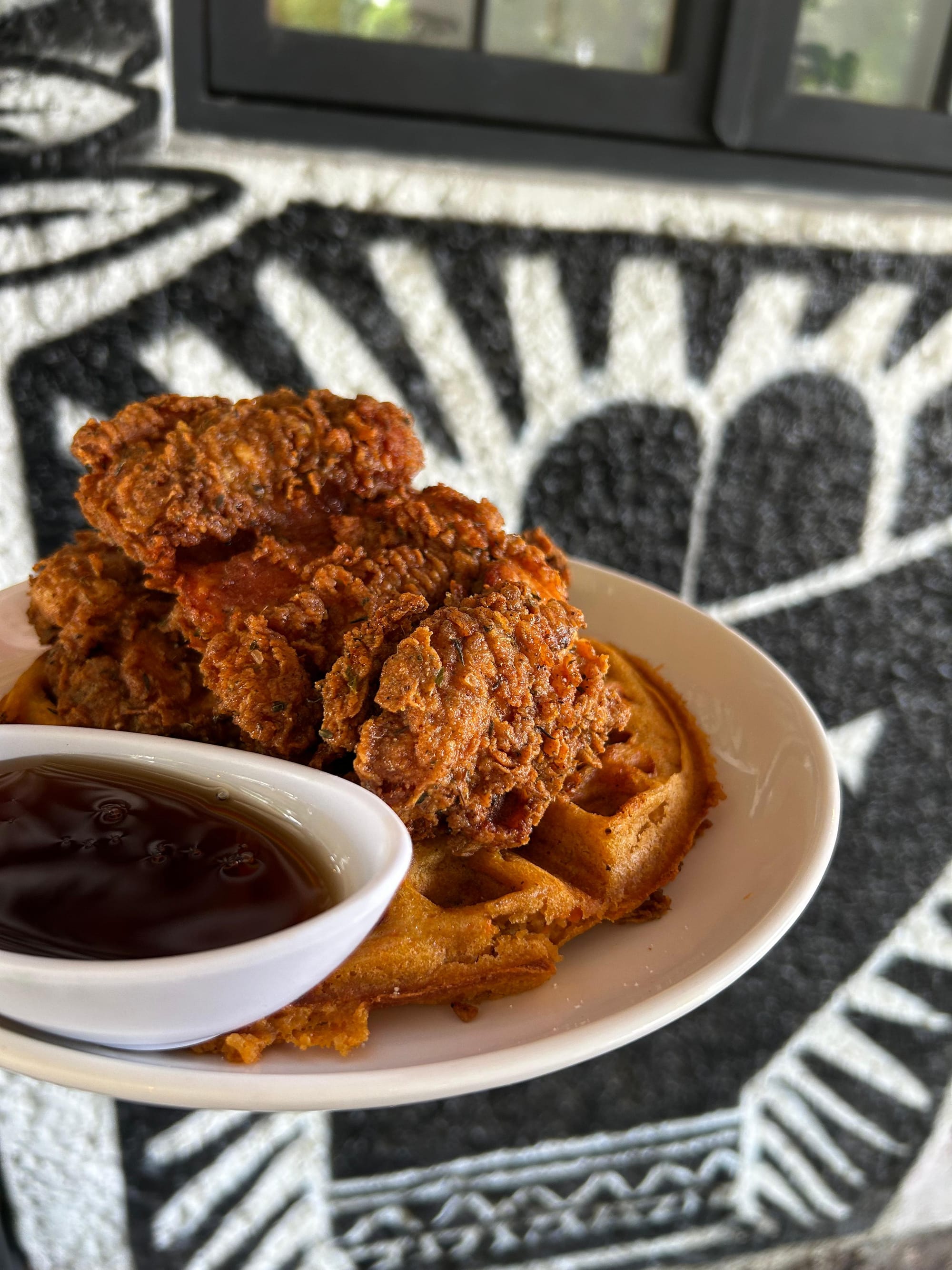 Fried chicken and waffles, as Tiara Darnell served at her restaurant.