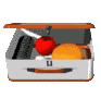 Early internet GIF used as a section marker. The GIF depicts a 3-D lunch box opening and closing.