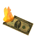 Early internet GIF used as a section marker. The GIF depicts a dollar bill burning.