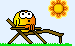 Early internet GIF used as a section marker. The GIF depicts a hot smiley bathing in the sun.