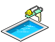 GIF of a pixelated smiley face jumping into a pool.