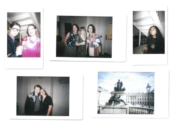 Instant photographs throughout the article show unnamed guests and the architecture of Somerset House.