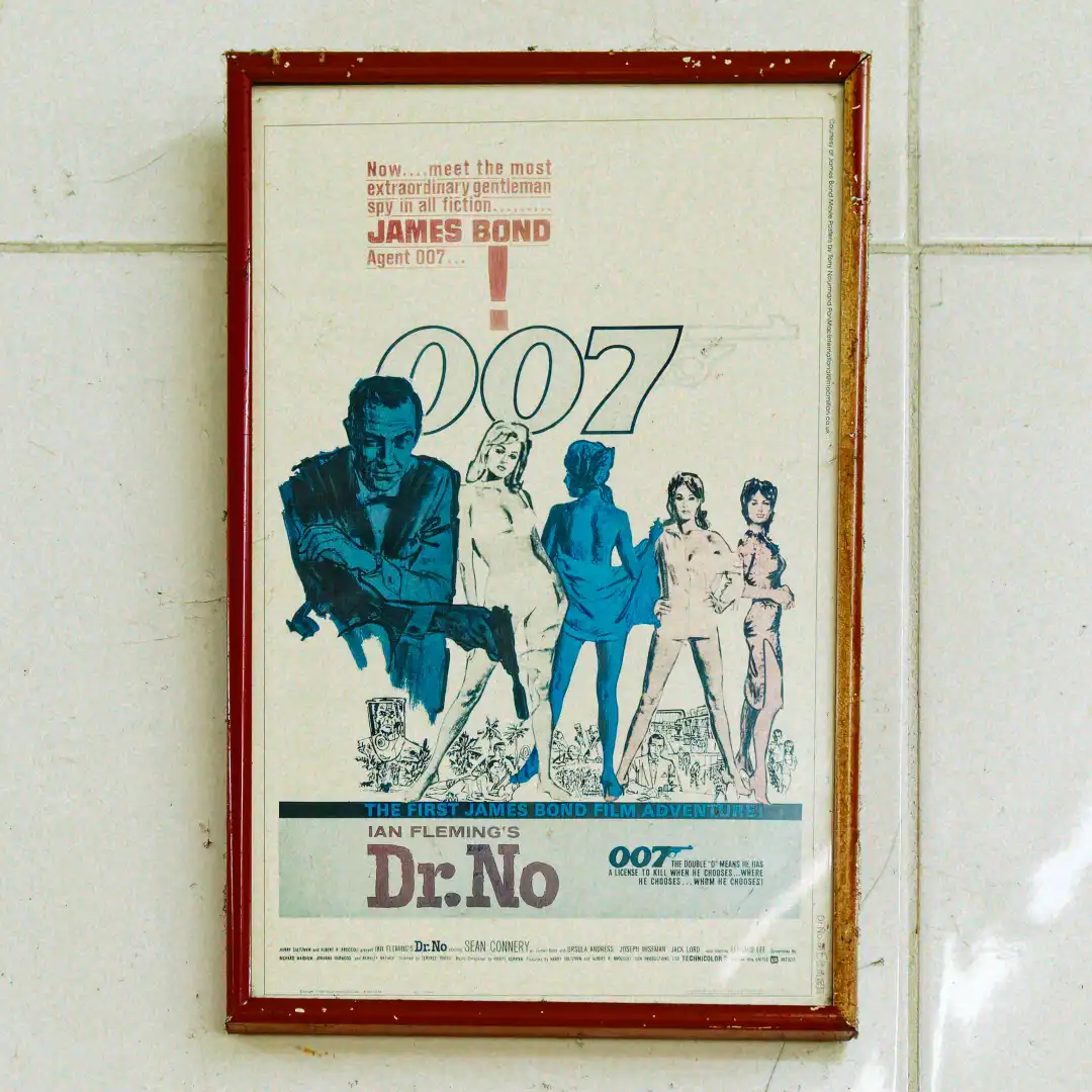 Vintage framed poster for the 1962 James Bond movie Dr. No.