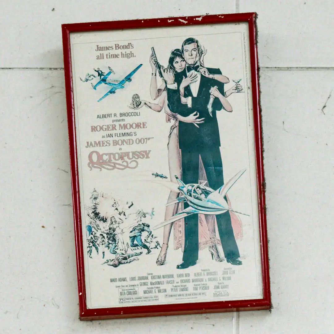 Vintage framed poster for the 1983 James Bond movie Octopussy.