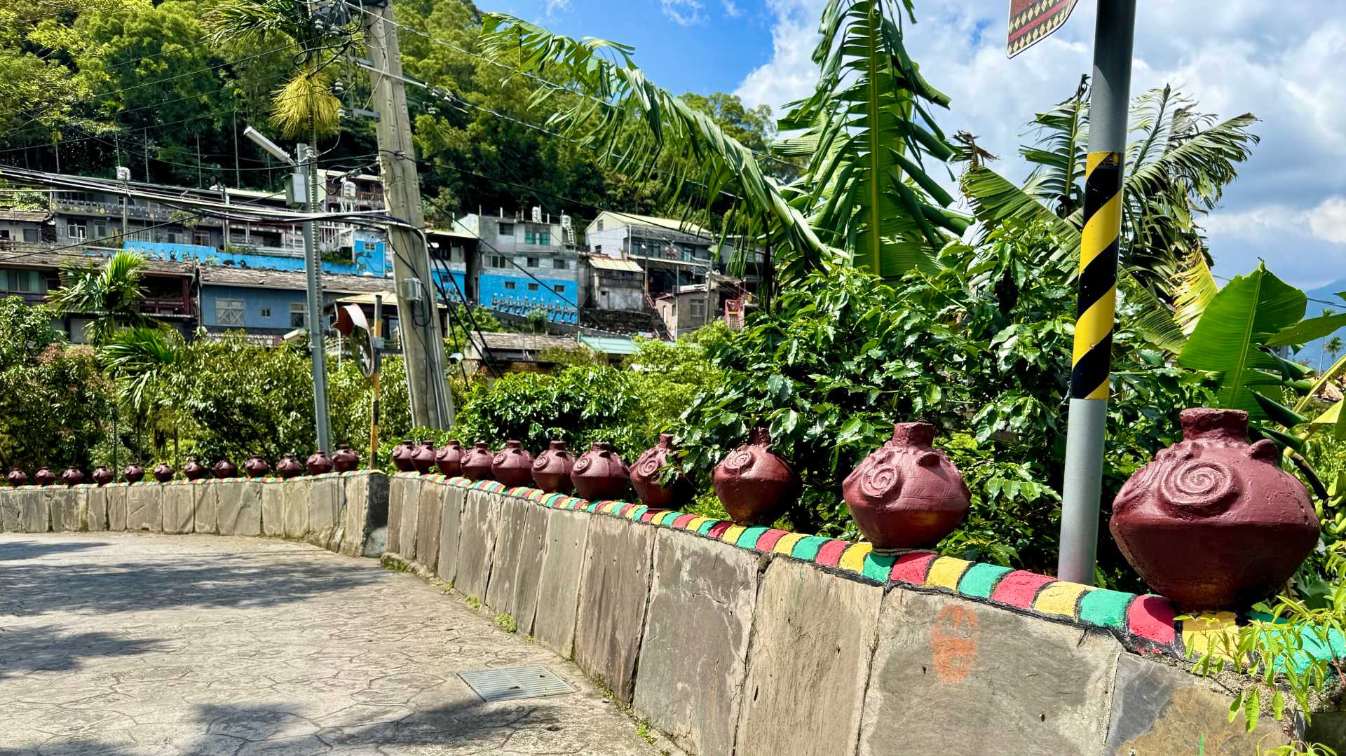 Clay pots lining the edge of Slate Alley in Wutai Township.